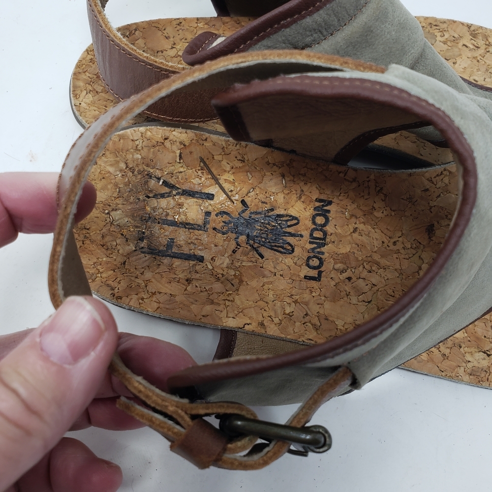 Fly London Thong Suede Cork Sole Sandals Size 39 - Picture 7 of 8